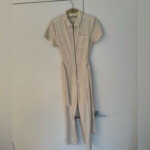 Splendid Cream Short-Sleeve Jumpsuit